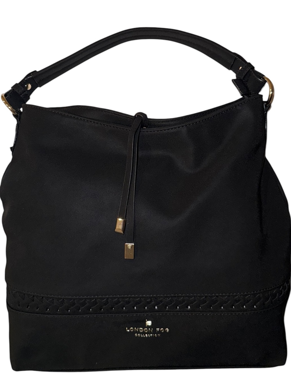 London Fog Black Shoulder Hobo Bag with Gold Accents - NWT